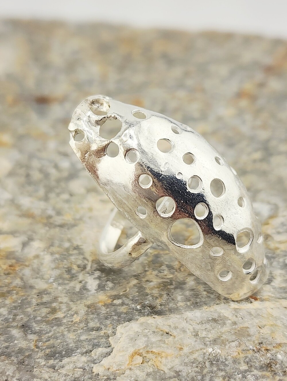 STERLING SILVER DOME STATEMENT RING HANDMADE UNISEX STYLE SIZE 6.1/4